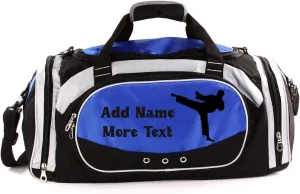 Personalized SportS Duffel Bag With Custom Name & Text - Martial Art Male Blue