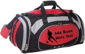 Personalized Sports Duffel Bag With Custom Name & Text - Soccer Red 22" x 11" x 10" Polyester