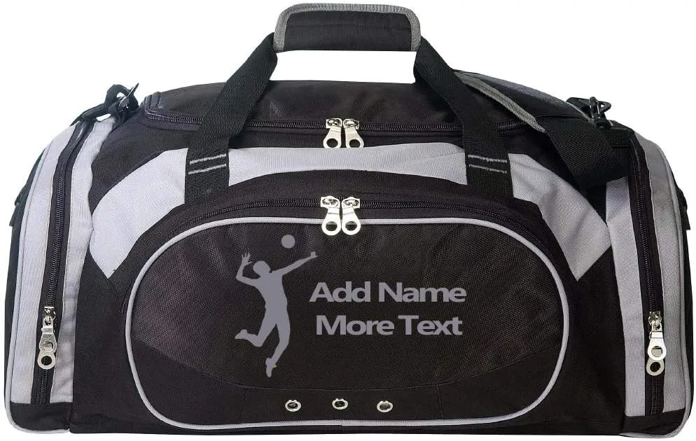 Personalized SportS Duffel Bag With Custom Name & Text - Vollyball Black