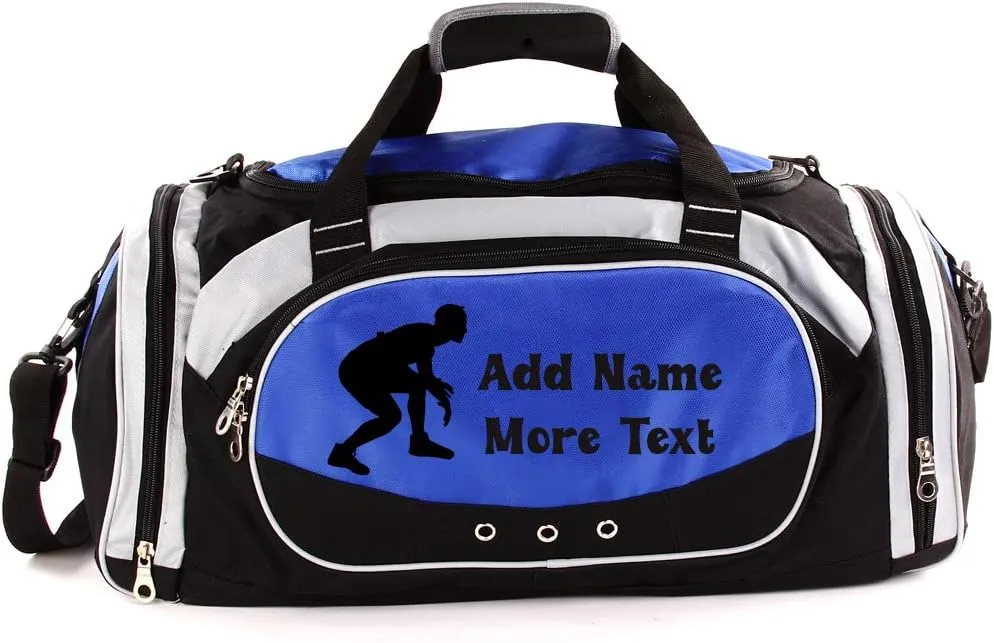 Personalized SportS Duffel Bag With Custom Name & Text - Wrestling Blue