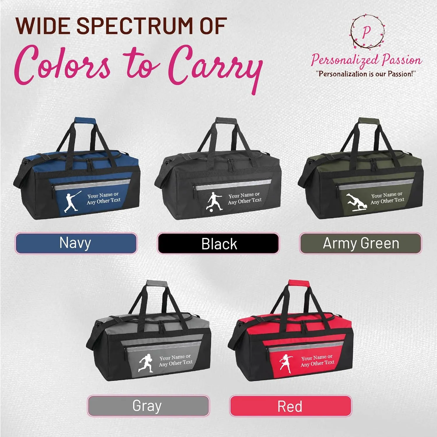 Personalized Sports Duffel Bags for Men and Women - 22” Customized Travel Duffle with Name & Hockey Design - Water Resistant Two-Toned Overnight Weekender Bag - Red