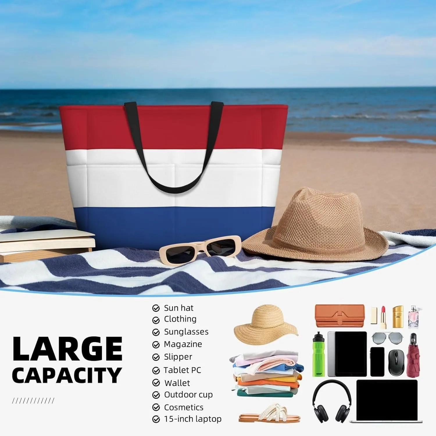 Peruvian Peru Flag Tote Bag With 8 Storage Pockets Top Zip Shoulder Bag Handbag For Travel Work Women