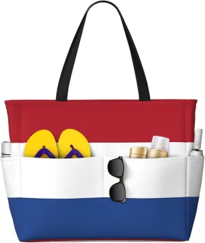 Peruvian Peru Flag Tote Bag With 8 Storage Pockets Top Zip Shoulder Bag Handbag For Travel Work Women