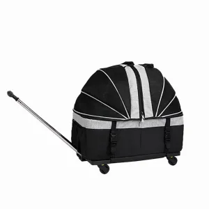 Pet Wheeled Bag, Handbag, Car Cage, Foldable, Breathable, Travel Wheeled Bag for Dogs and Cats with Removable Wheels, Portable Soft Sides (Grey)
