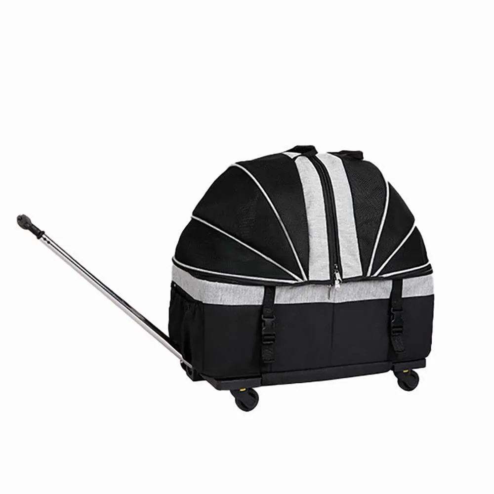 Pet Wheeled Bag, Handbag, Car Cage, Foldable, Breathable, Travel Wheeled Bag for Dogs and Cats with Removable Wheels, Portable Soft Sides (Grey)
