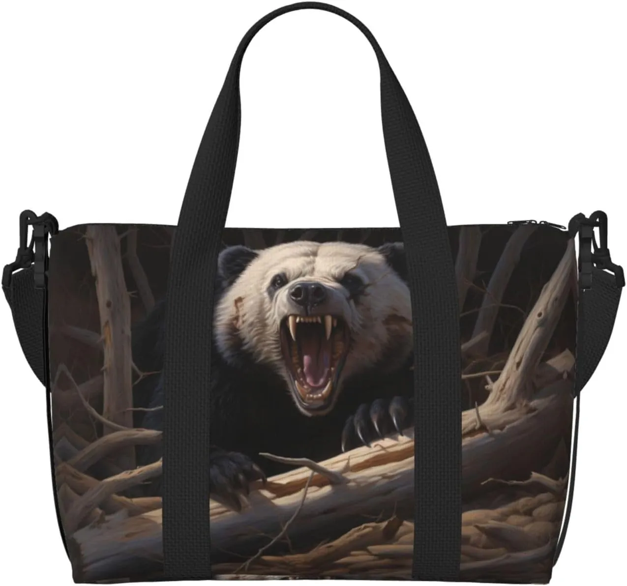 Phayah Angry Panda Crossbody Travel Bag Overnighter Duffel Bags Carry On Size Ideal For School Or Overnight Travel Bag