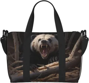 Phayah Angry Panda Crossbody Travel Bag Overnighter Duffel Bags Carry On Size Ideal For School Or Overnight Travel Bag