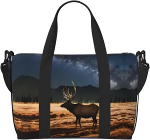 Phayah Elk In The Meadow Crossbody Travel Bag Overnighter Duffel Bags Carry On Size Ideal For School Or Overnight Travel Bag