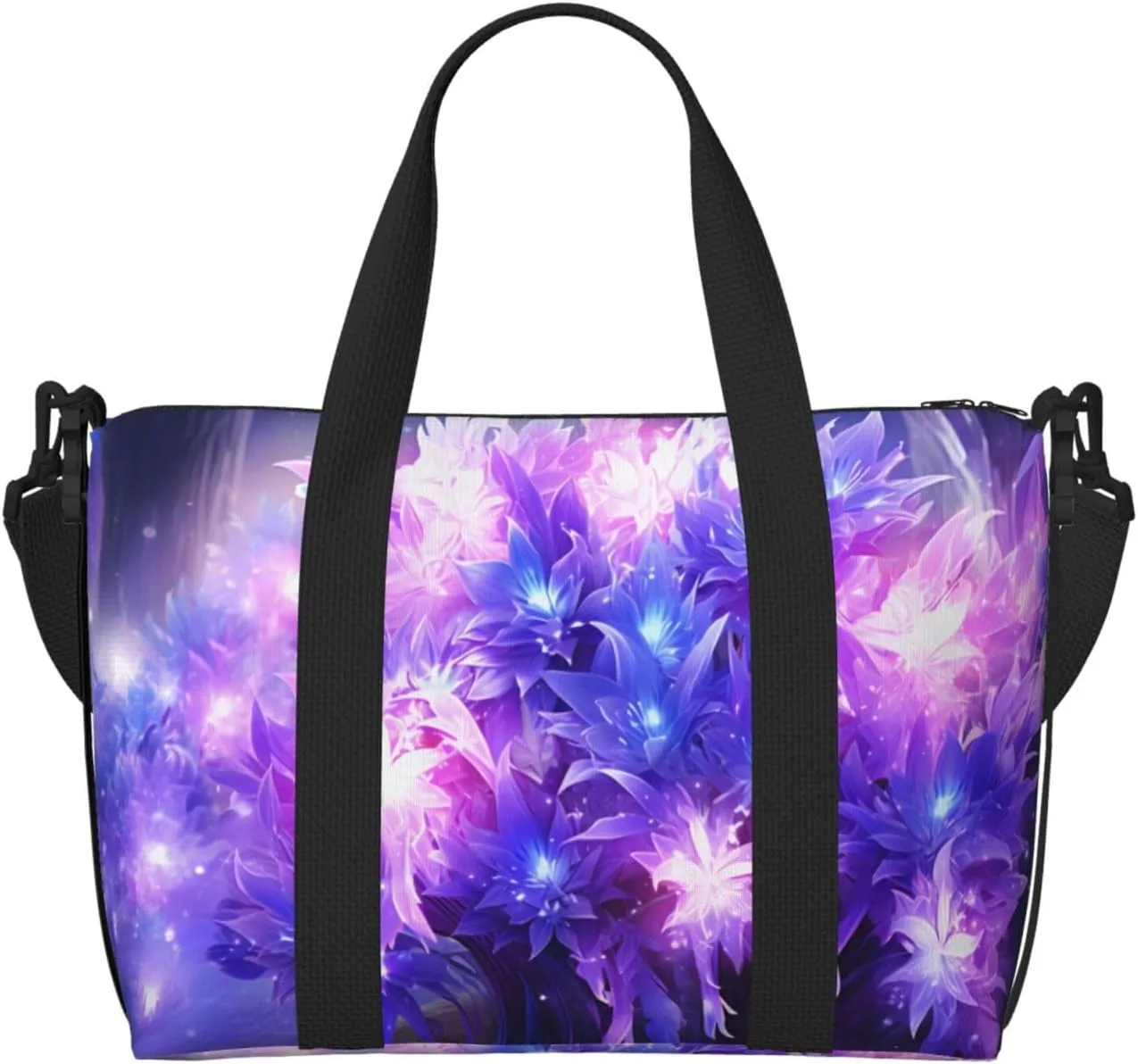 Phayah Glowing Flower Pile Crossbody Travel Bag Overnighter Duffel Bags Carry On Size Ideal For School Or Overnight Travel Bag