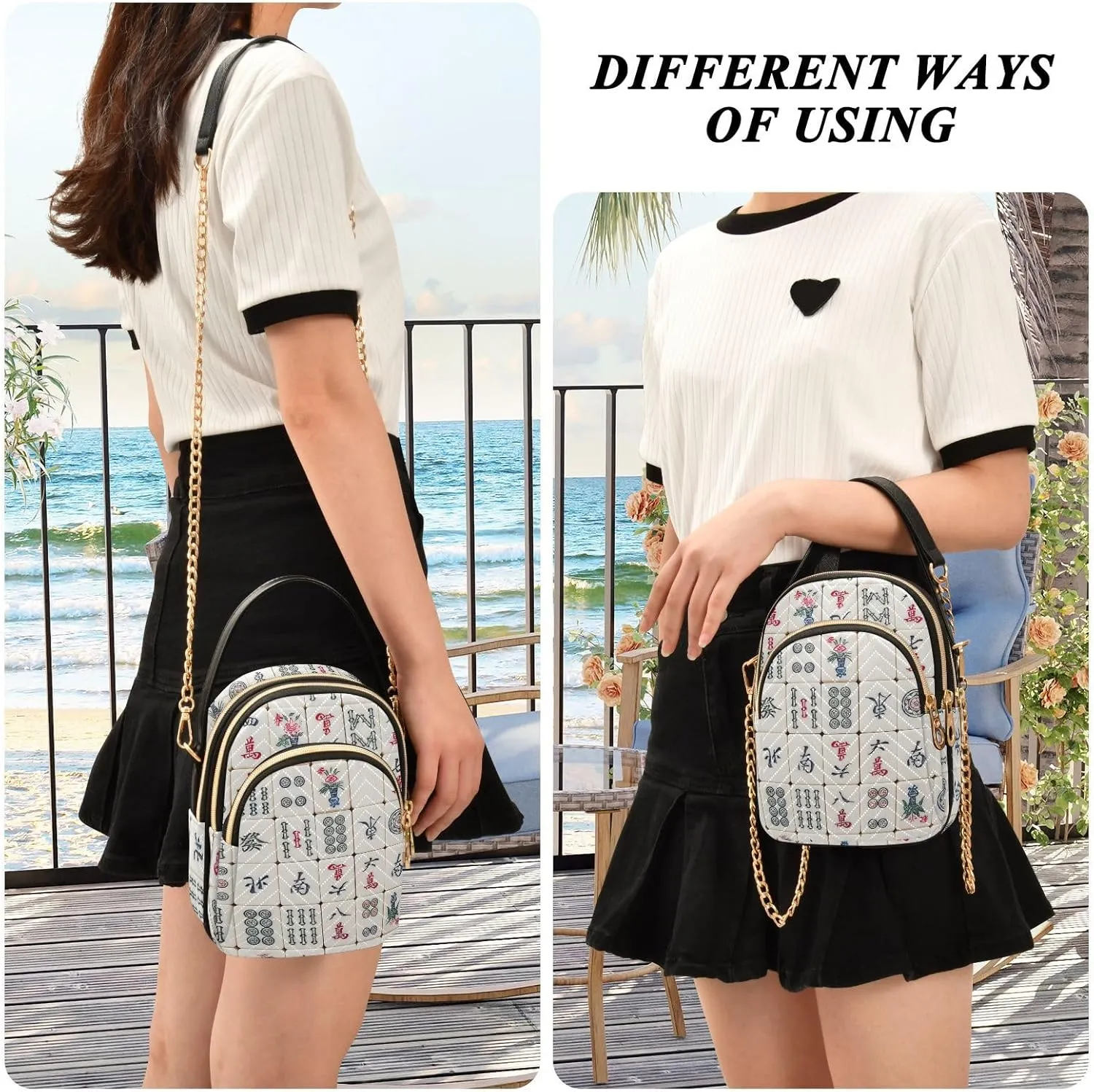 Phone Purses for Women Goats Casual Printing Shoulder Phone Purse Chain Purse for Women