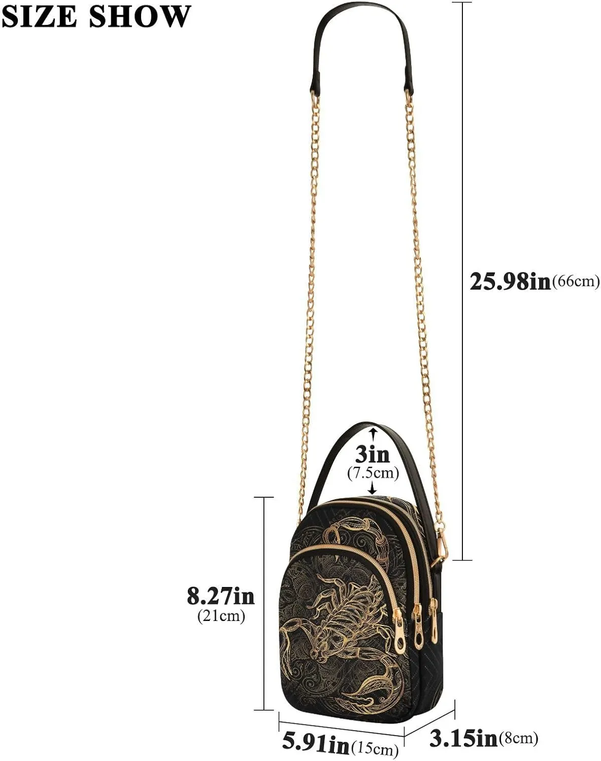 Phone Purses for Women Scorpion Casual Printing Shoulder Phone Purse Chain Purse for Women