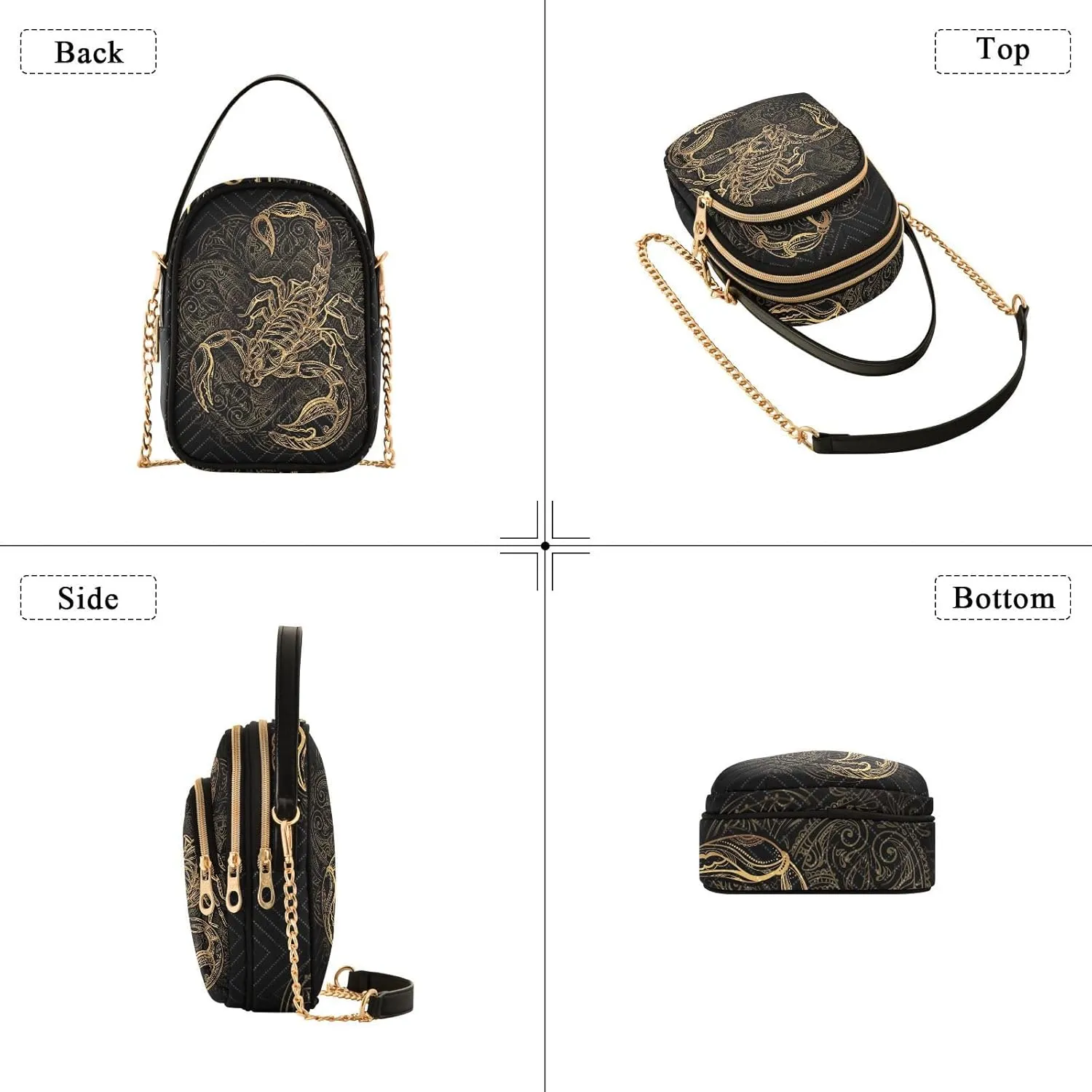 Phone Purses for Women Scorpion Casual Printing Shoulder Phone Purse Chain Purse for Women
