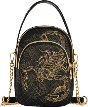 Phone Purses for Women Scorpion Casual Printing Shoulder Phone Purse Chain Purse for Women