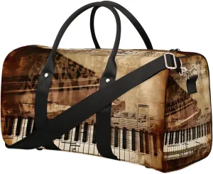 Piano Print Travel Duffel Bag for Women Men Waterproof Foldable Overnight Weekender Bag Large Capacity Sports Gym Bag