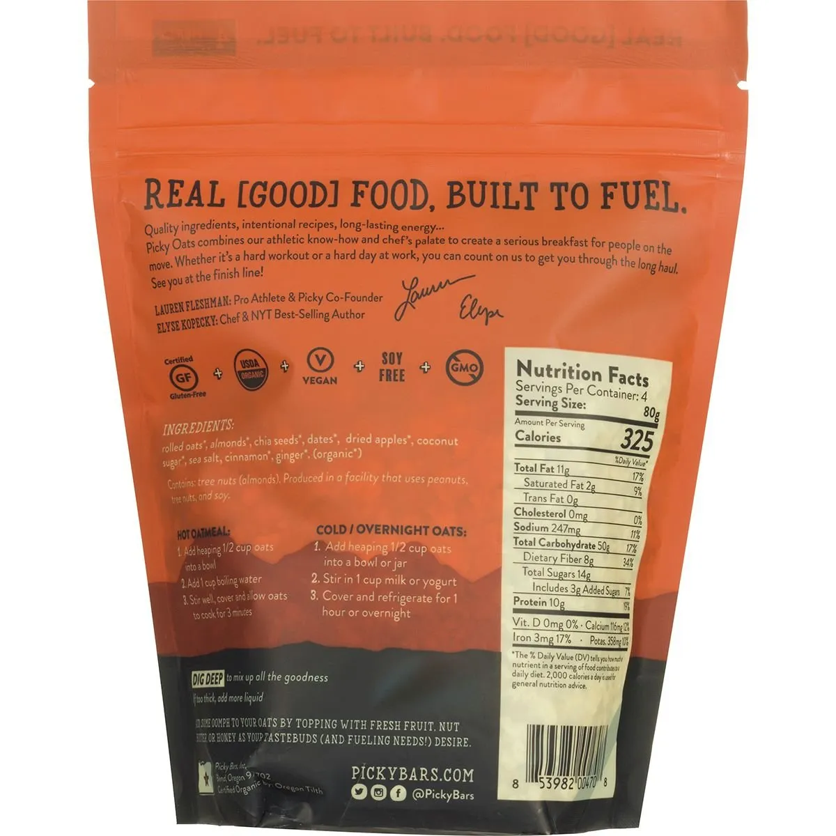 Picky Bars Picky Oats Performance Oatmeal with Protein, How Bout Dem Apples, 19.9 Oz (8 Servings)