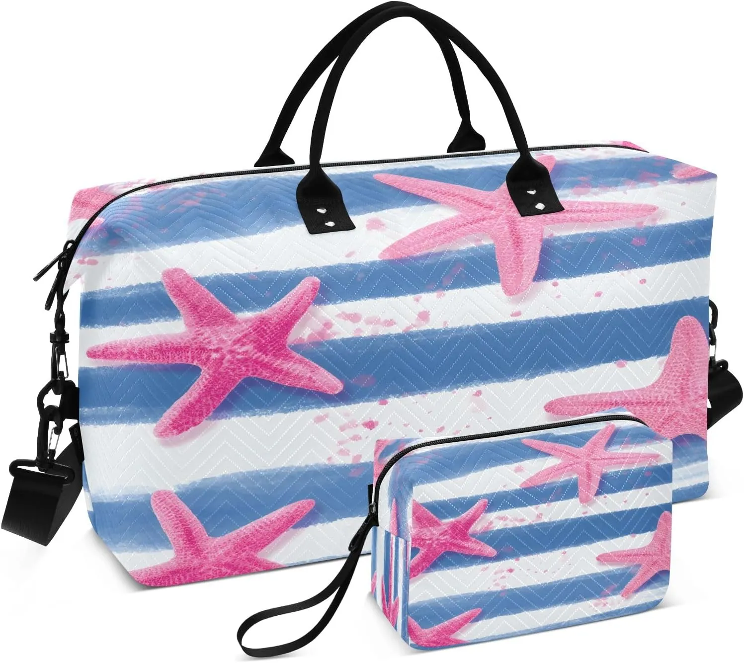 Pink Starfish Pattern Travel Duffle Bag Gym Yoga Carry on Bags for Men Women Weekender Bag