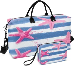 Pink Starfish Pattern Travel Duffle Bag Gym Yoga Carry on Bags for Men Women Weekender Bag