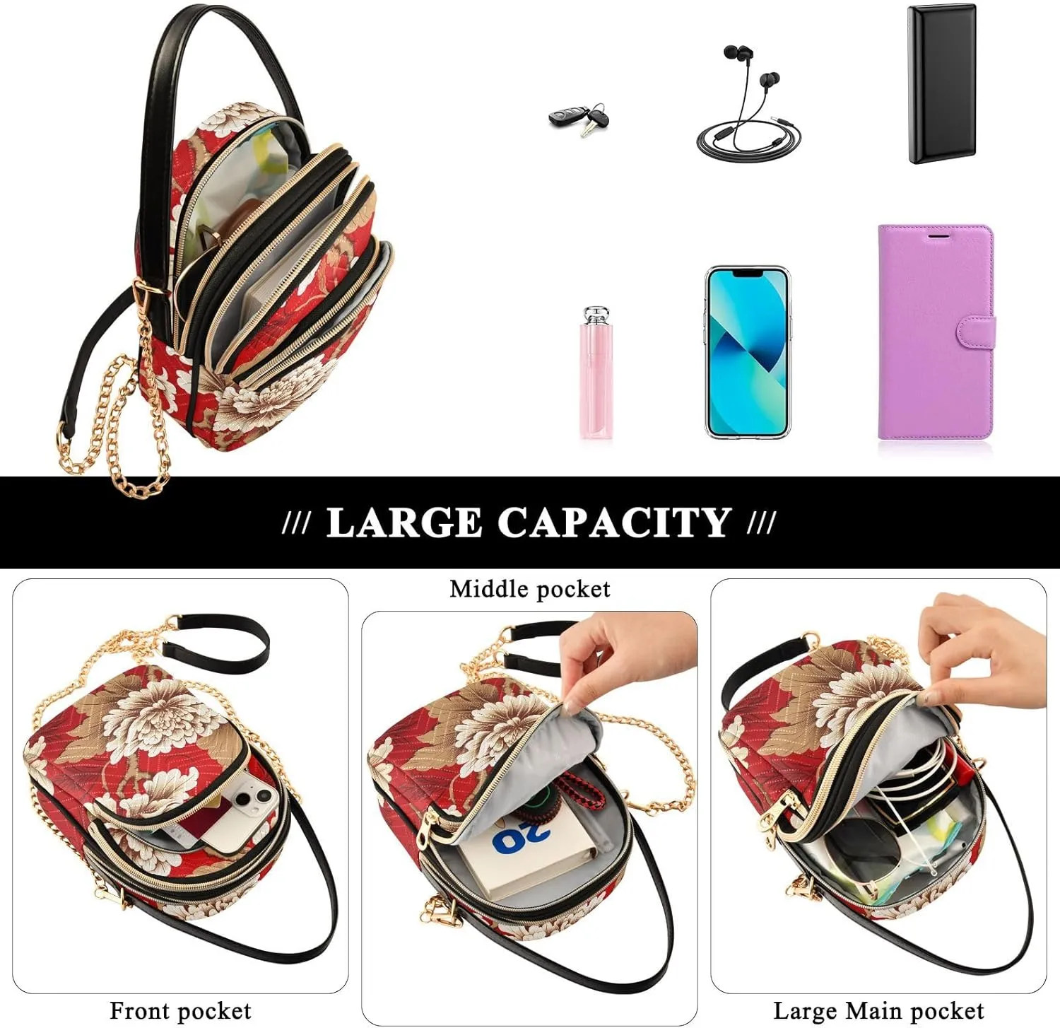 Pizza on Blue Women Crossbody Handbags, Handbag Crossbody with Removable Strap, Small Shoulder Bag for Women