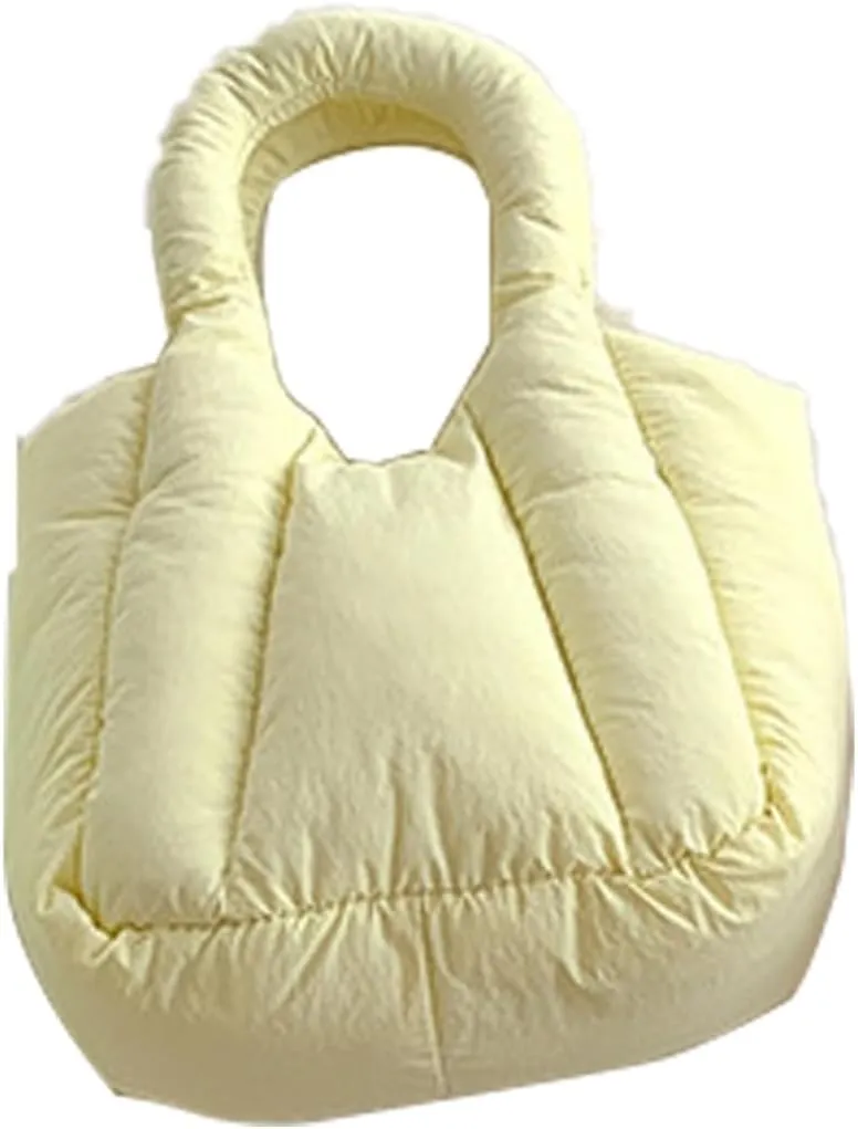 Pleated Crossbody Bag with Chain Strap for Women Fashion Solid Color Padded Quilted Top Handle Puffer Handbag Purse