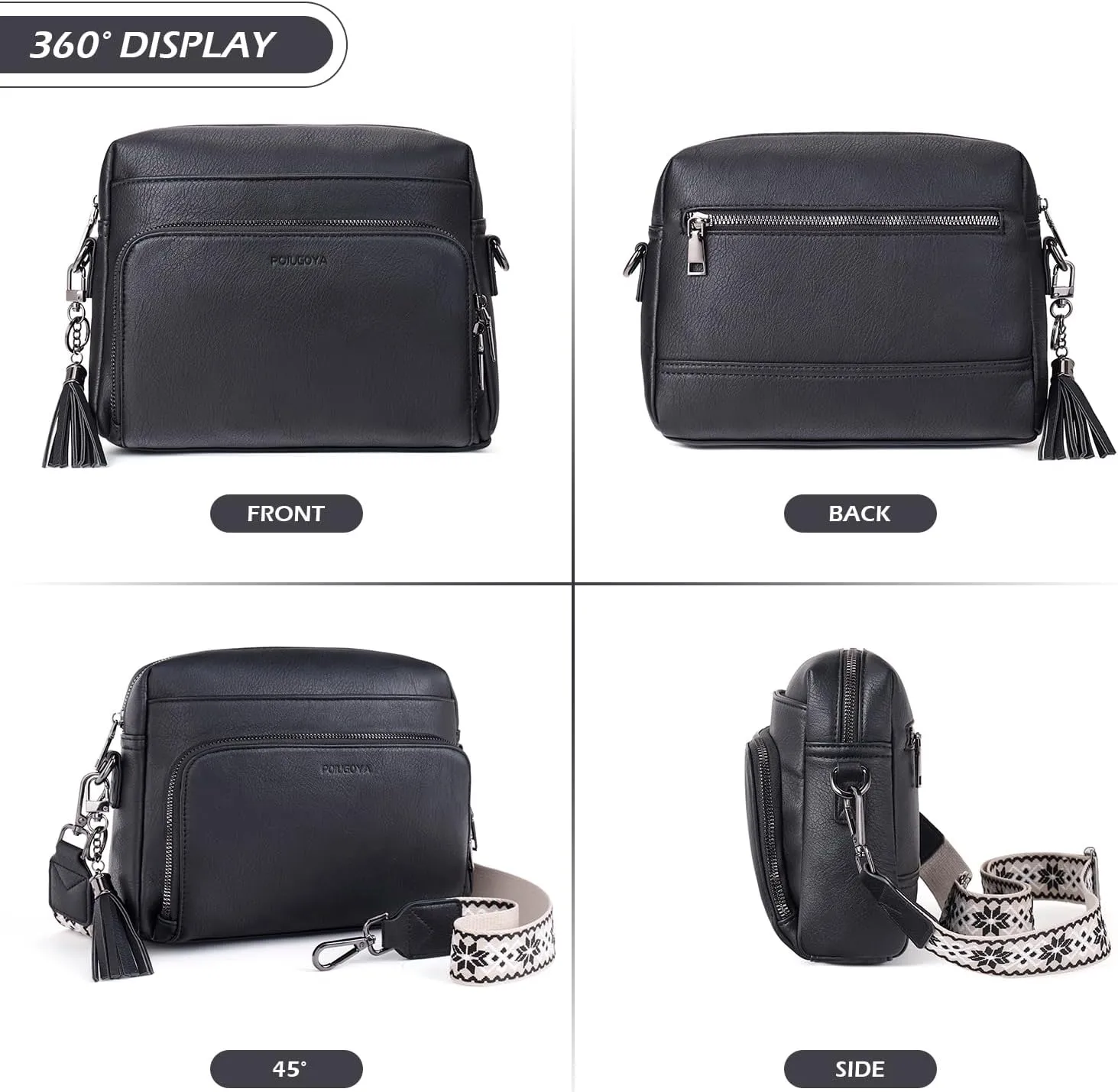 POIUGOYA Crossbody Purses for Women Trendy,Vegan Leather Medium Crossbody Bag,Women's Crossbody Travel Purse Built in Wallet
