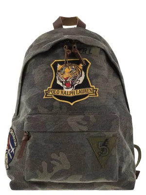 Polo Ralph Lauren Camouflage Canvas Backpack With Tiger
