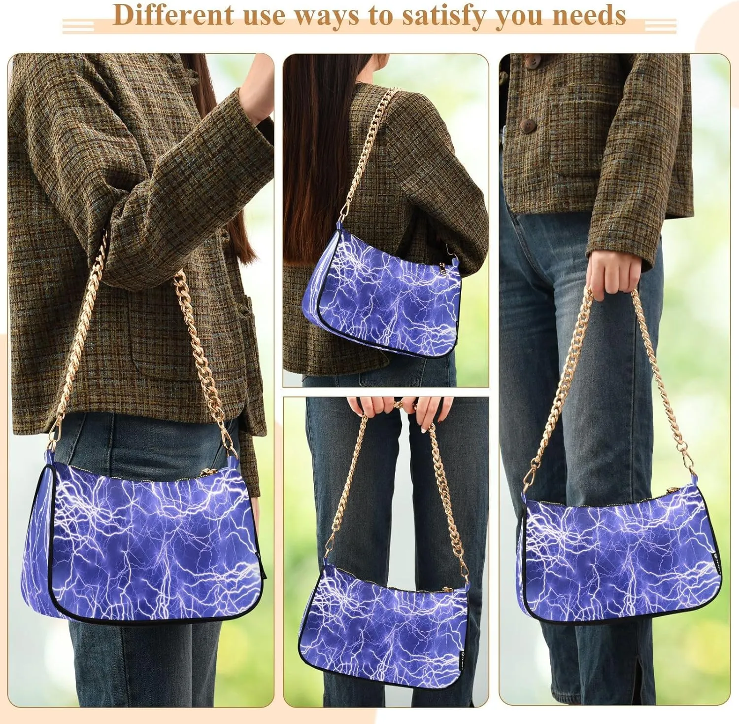 Polyester Shoulder Purses for Women,Fashion Shoulder Bag Purse Womens Crescent Crossbody Bag