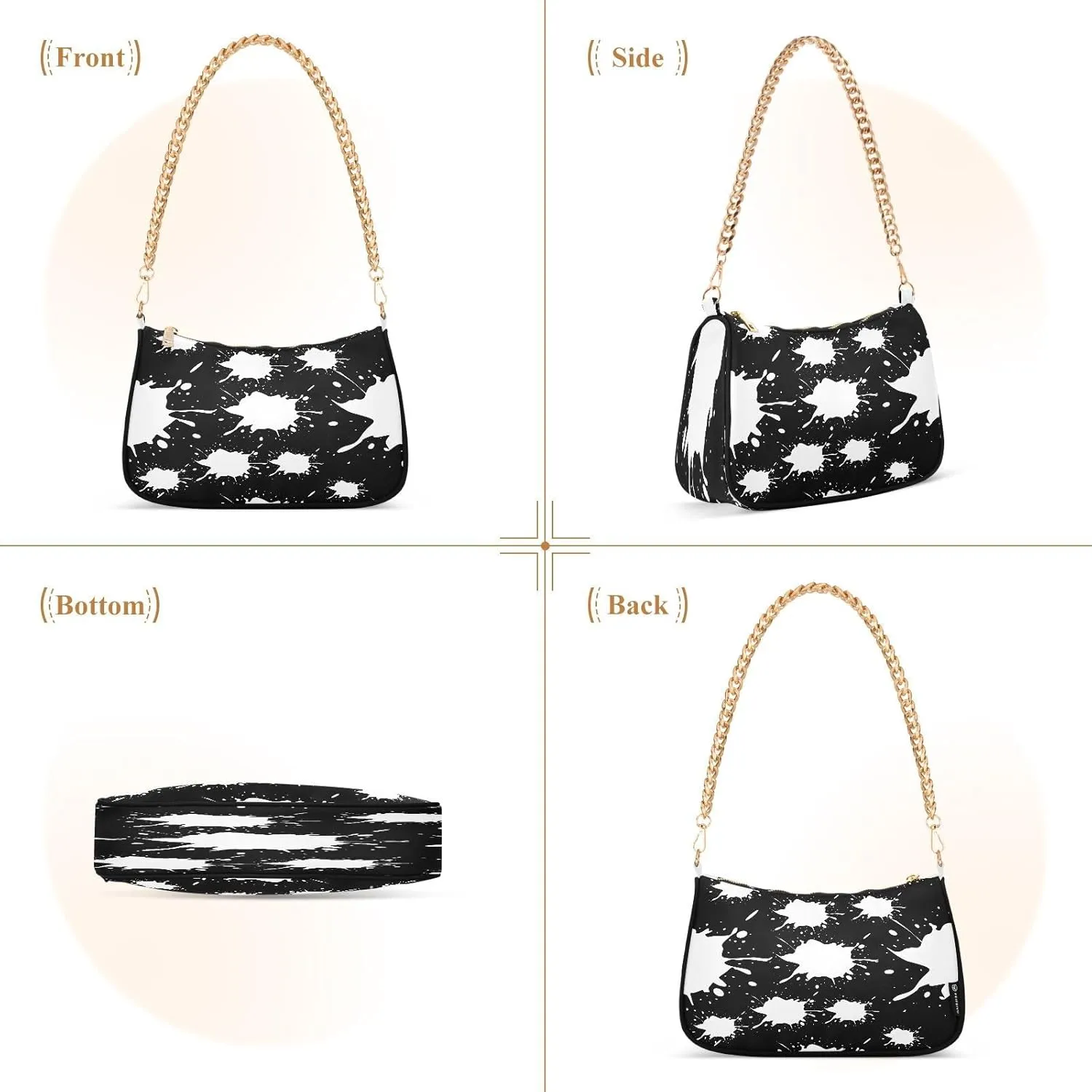 Polyester Shoulder Purses for Women,Fashion Shoulder Bag Purse Womens Crescent Crossbody Bag