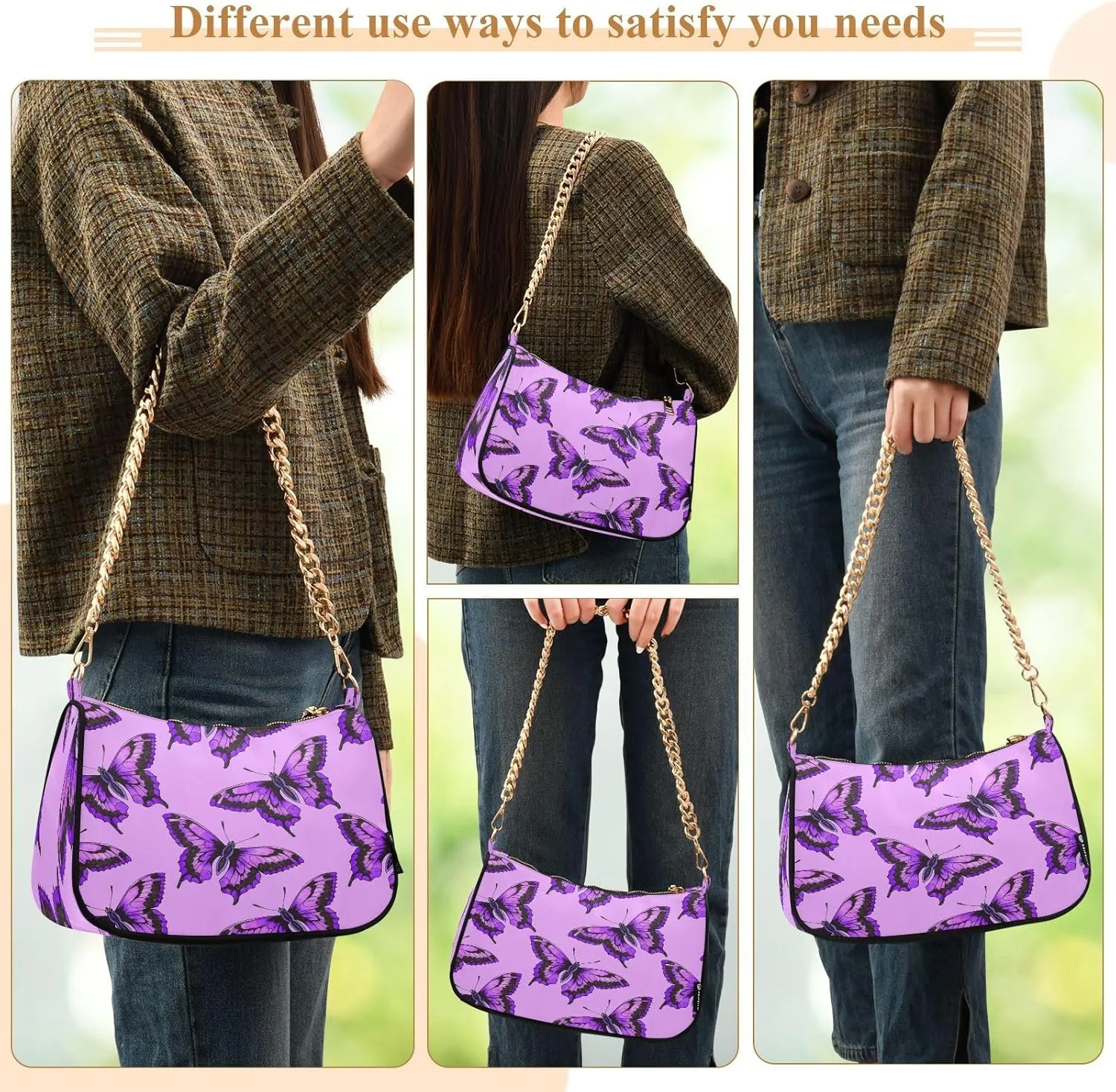 Polyester Shoulder Purses for Women,Fashion Shoulder Bag Purse Womens Crescent Crossbody Bag