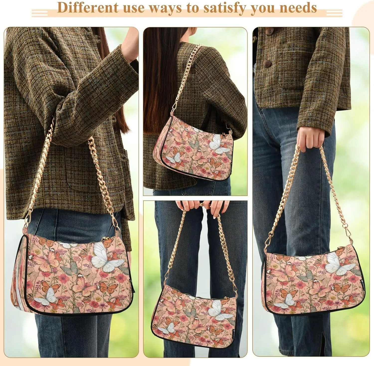 Polyester Shoulder Purses for Women,Fashion Shoulder Bag Purse Womens Crescent Crossbody Bag
