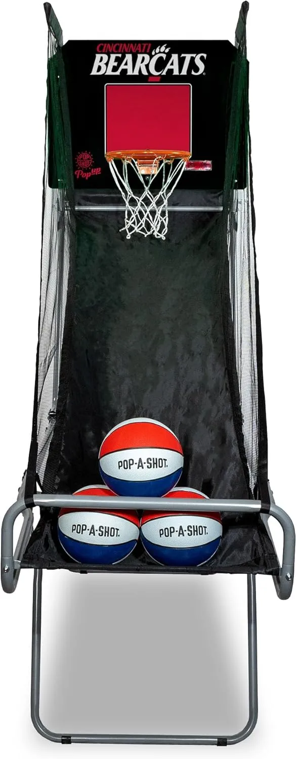 Pop-A-Shot - Pop-Up with Cincinnati Bearcats NCAA Graphics| Arcade Basketball Game On The Go | Infrared Sensor Scoring | 3 Balls | Foldable & Portable Hoop