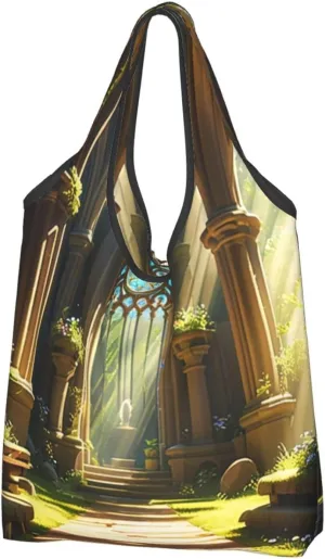 Portable Tote Bags, Casual Tote's Handbag Big Capacity Shoulder Bag Shopping Bags, Gifts for Women, Sunlit Sanctuary Print