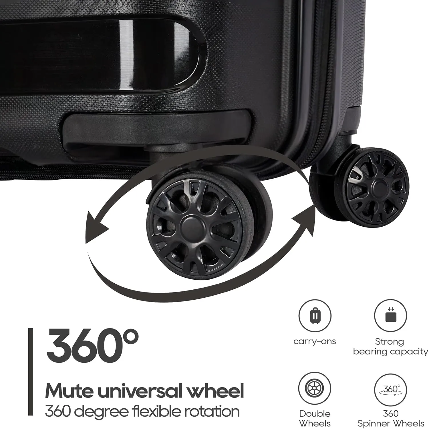 PP material 28inch expandable suitcase with Double Spinner Wheels， Suitcase with TSA Lock，Lightweight Large Luggage for Family Travel，Black color