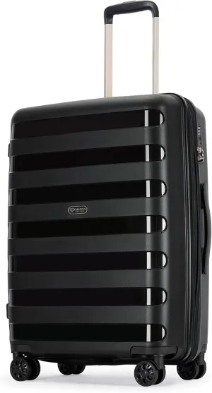 PP material 28inch expandable suitcase with Double Spinner Wheels， Suitcase with TSA Lock，Lightweight Large Luggage for Family Travel，Black color