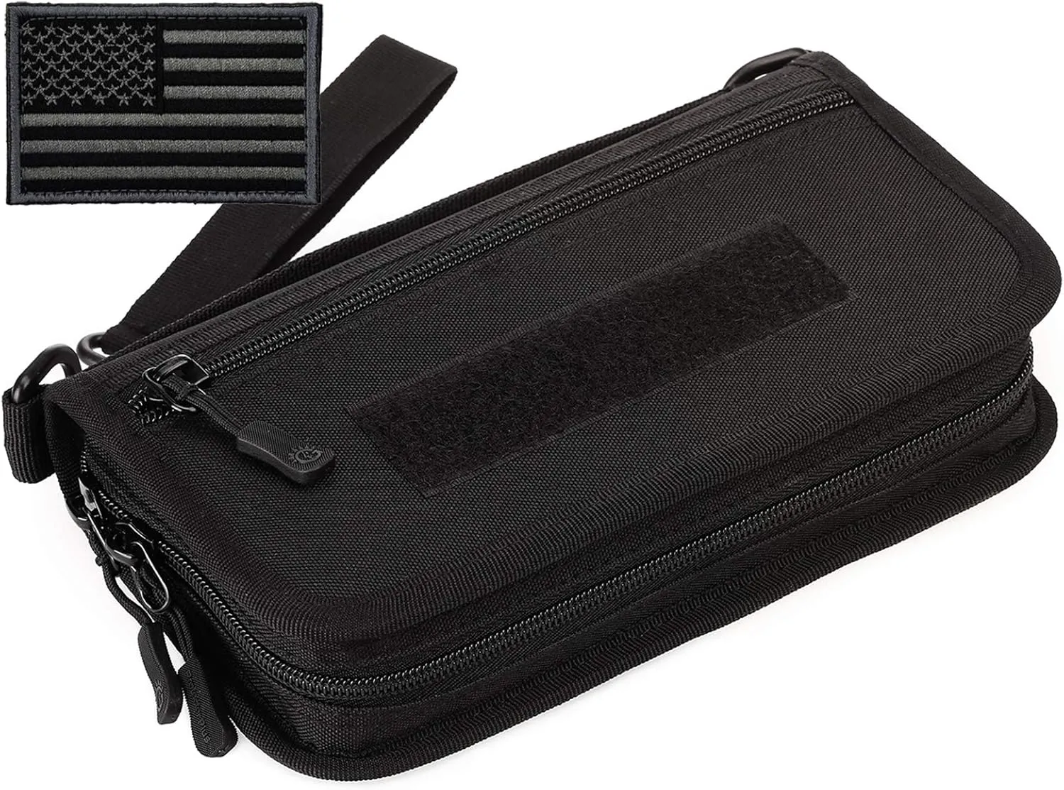 Protector Plus Tactical Wallet for Men ID Card Holder Military Credit Cards Organizer Pack Portable Handbag MOLLE Bag Purse (Patch Included), Black