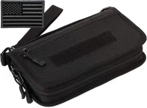 Protector Plus Tactical Wallet for Men ID Card Holder Military Credit Cards Organizer Pack Portable Handbag MOLLE Bag Purse (Patch Included), Black
