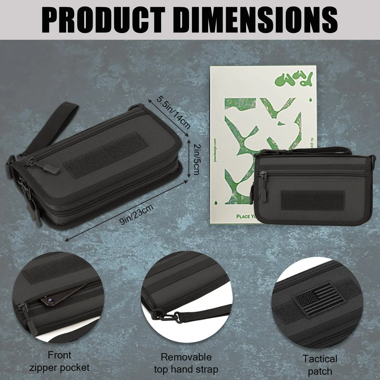 Protector Plus Tactical Wallet for Men ID Card Holder Military Credit Cards Organizer Pack Portable Handbag MOLLE Bag Purse (Patch Included), Black