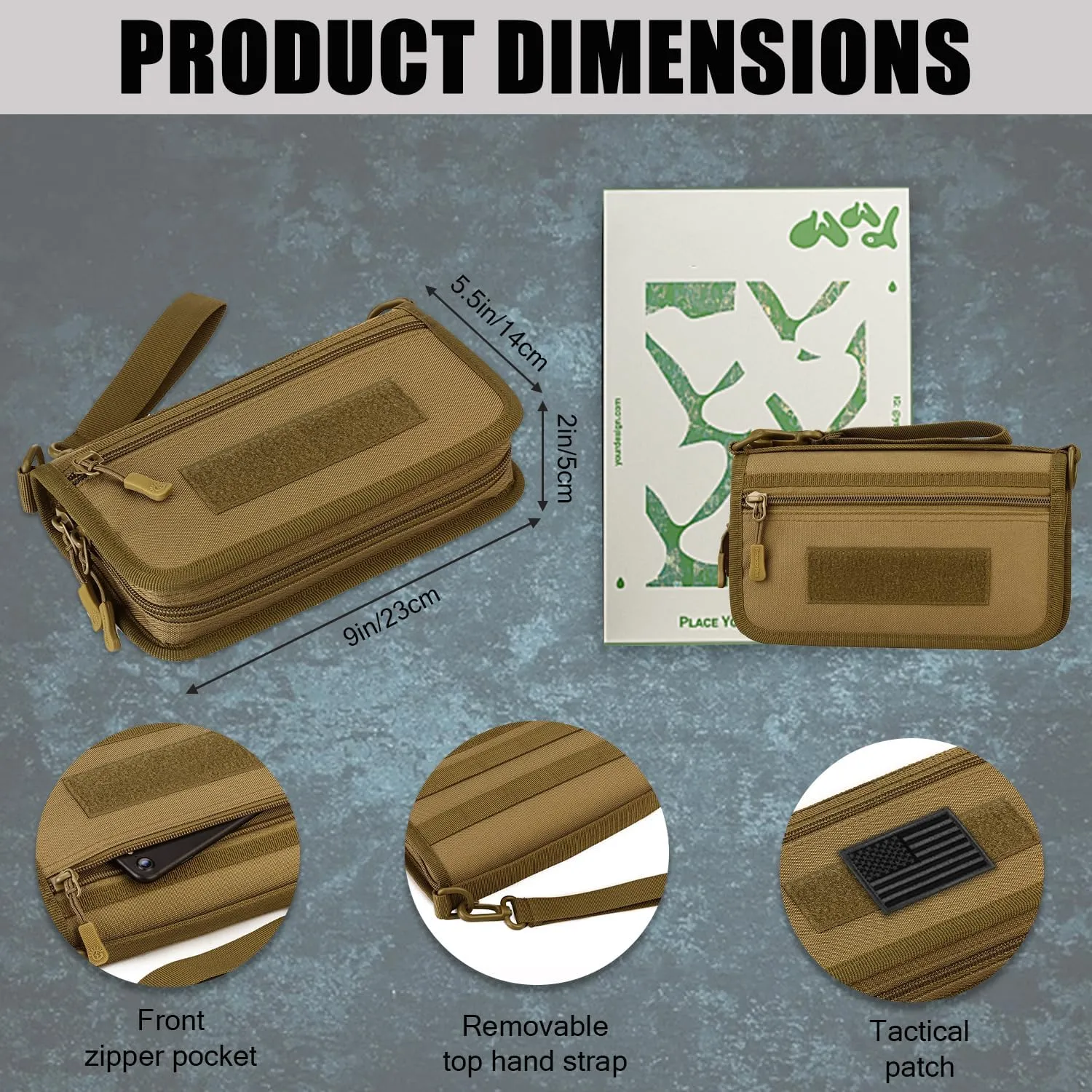 Protector Plus Tactical Wallet for Men ID Card Holder Military Credit Cards Organizer Pack Portable Handbag MOLLE Bag Purse (Patch Included), Brown