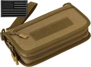 Protector Plus Tactical Wallet for Men ID Card Holder Military Credit Cards Organizer Pack Portable Handbag MOLLE Bag Purse (Patch Included), Brown