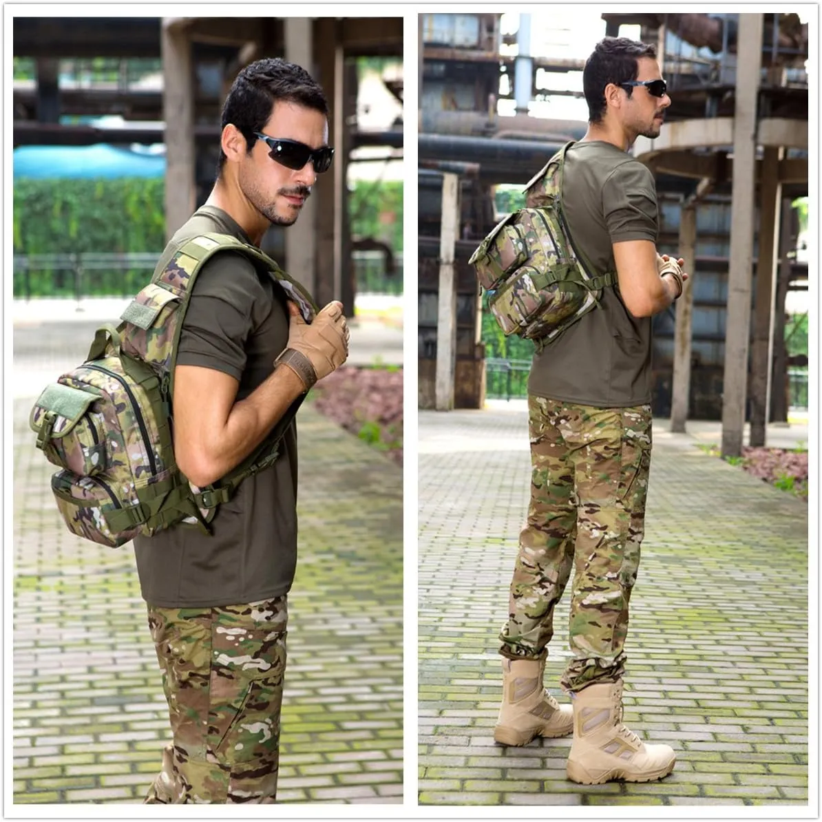Protector Plus UNISTRENGH Tactical Military Daypack Sling Chest Pack Bag Molle Laptop Backpack Large Shoulder Bag Crossbody Duty Gear (CP Camouflage)