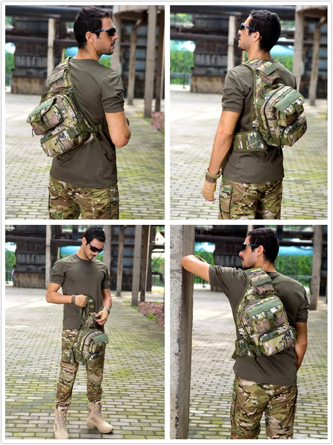 Protector Plus UNISTRENGH Tactical Military Daypack Sling Chest Pack Bag Molle Laptop Backpack Large Shoulder Bag Crossbody Duty Gear (CP Camouflage)