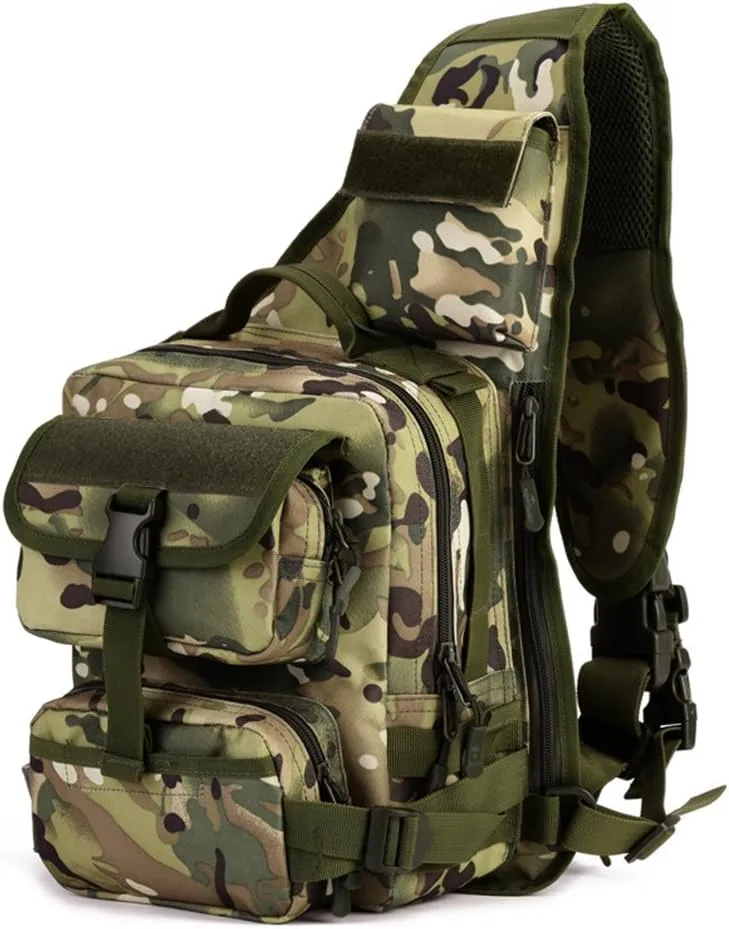 Protector Plus UNISTRENGH Tactical Military Daypack Sling Chest Pack Bag Molle Laptop Backpack Large Shoulder Bag Crossbody Duty Gear (CP Camouflage)