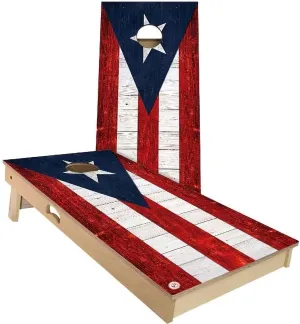 Puerto Rico Flag Cornhole Board Set - Multiple Sizes and Accessories - Includes 2 Boards, 8 Bags and Much More