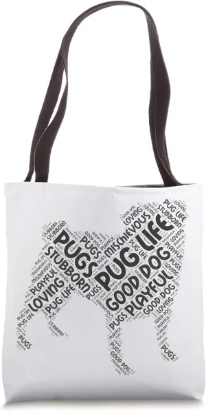 Pug Descriptive Word Art Tote Bag
