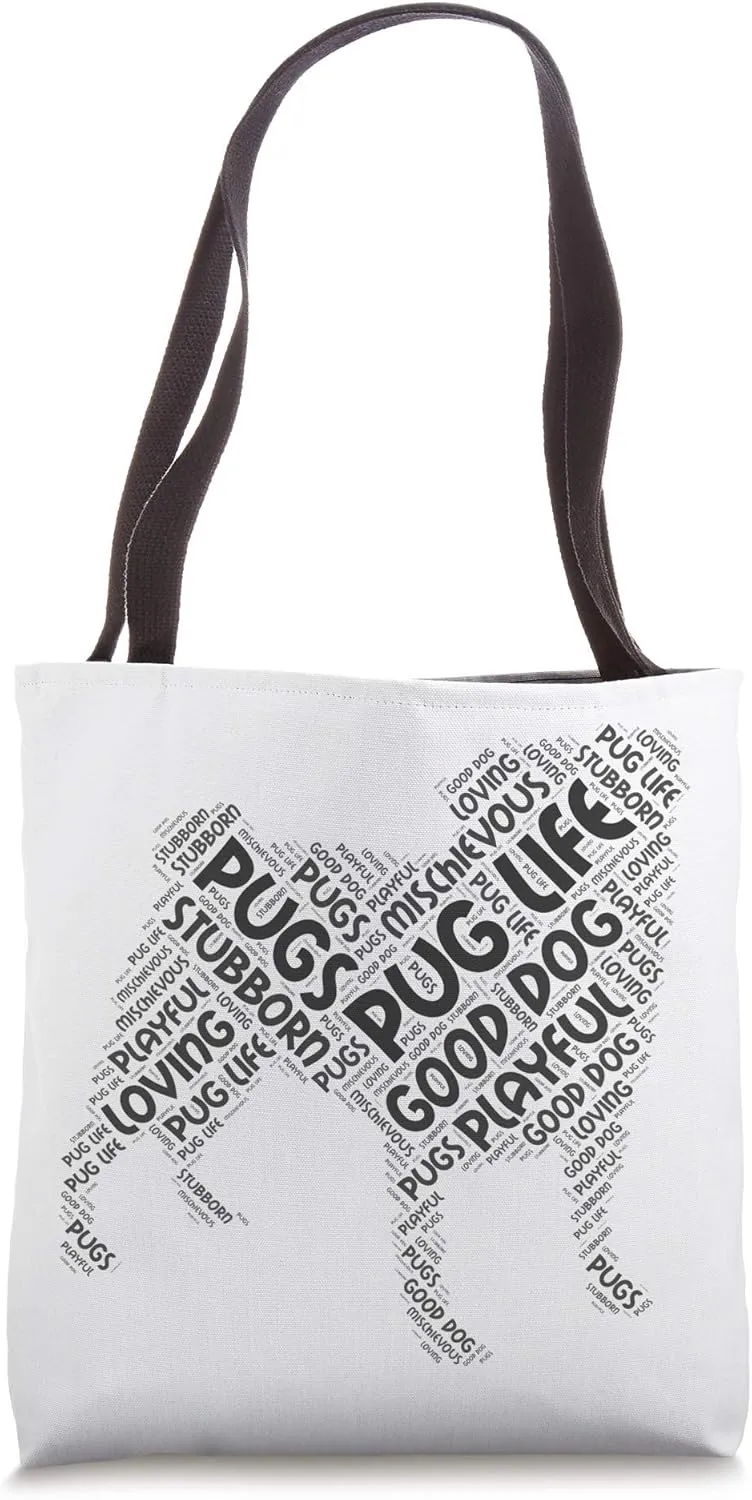 Pug Descriptive Word Art Tote Bag