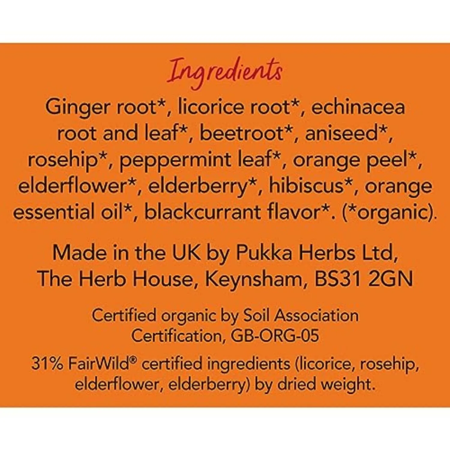 Pukka Organic Tea Bags, Elderberry & Echinacea Herbal Tea, Perfect for Wellness Support, Caffeine Free, 20 Count (Pack of 4) 80 Bags