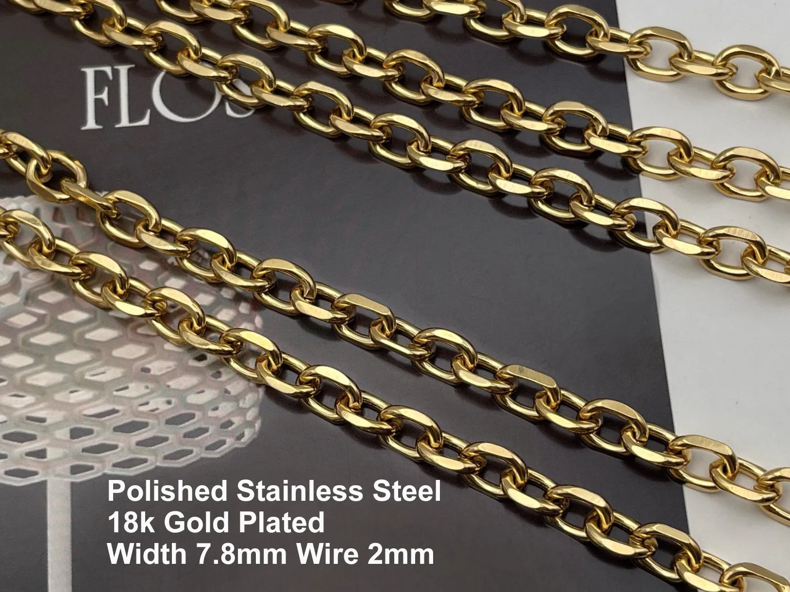 PURSE CHAIN 7.8mm 60cm/110cm, Stainless Steel Diamond Cut Wallet Chain, Metal Bag Chain Strap, Bag Making