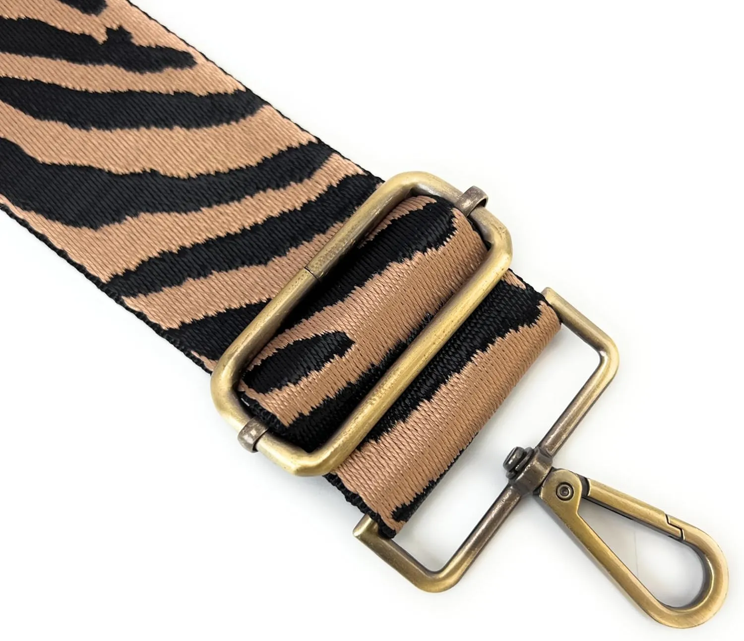 Purse Straps Replacement Crossbody Brown Zebra Stripes Print 2 Inch Extra Wide with Brass Buckles Adjustable Shoulder Guitar Strap for Crossbody Bag Purse Handbag
