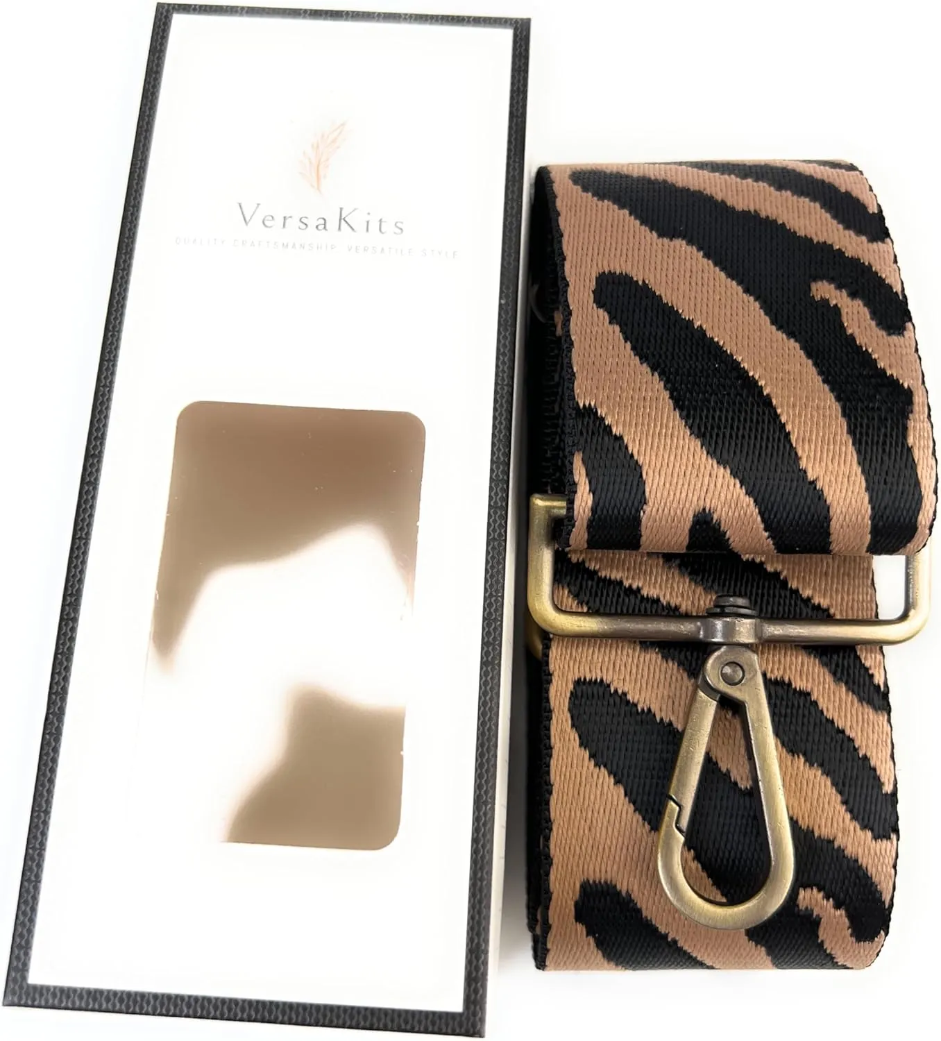 Purse Straps Replacement Crossbody Brown Zebra Stripes Print 2 Inch Extra Wide with Brass Buckles Adjustable Shoulder Guitar Strap for Crossbody Bag Purse Handbag
