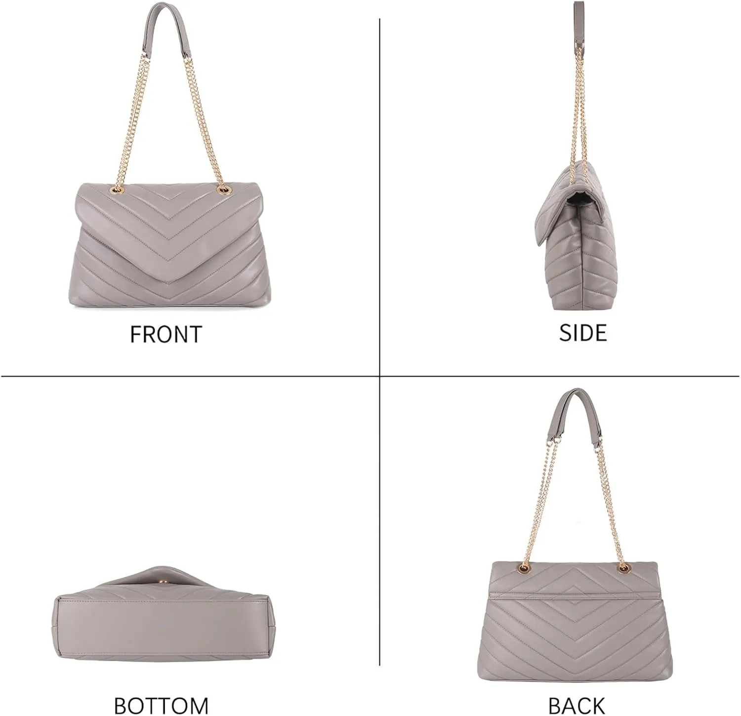 Quilted Crossbody Bag for Women, Soft Vegan Chevron Purses, Trendy Shoulder Handbags with Flap