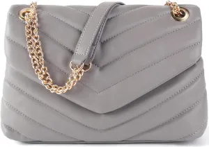 Quilted Crossbody Bag for Women, Soft Vegan Chevron Purses, Trendy Shoulder Handbags with Flap